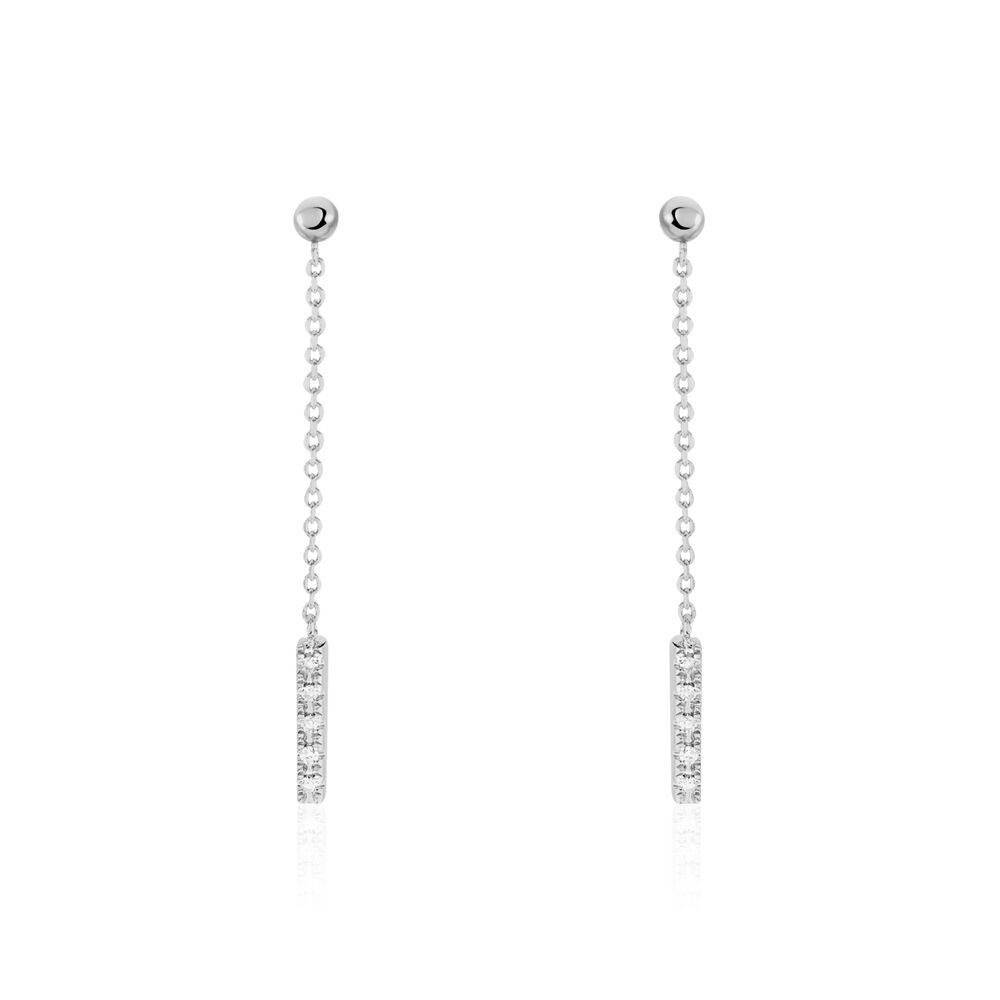 Boucles D'oreilles Pendantes Marjenka Or Blanc Diamant - Pendantes Femme | Marc Orian