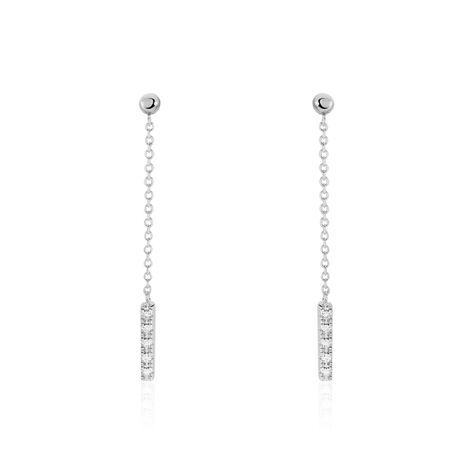 Boucles D'oreilles Pendantes Marjenka Or Blanc Diamant - Pendantes Femme | Marc Orian