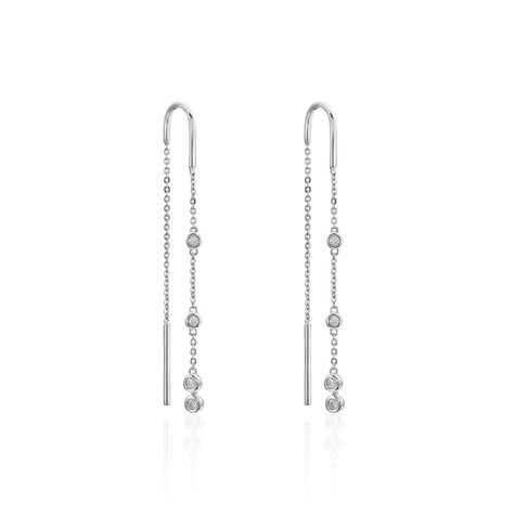 Boucles D'oreilles Pendantes Mascaret Argent Blanc Oxyde De Zirconium - Boucles d'oreilles Pendantes Femme | Marc Orian