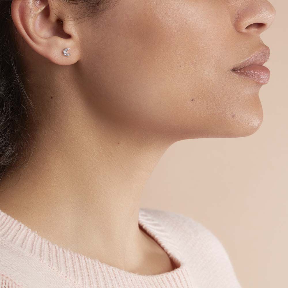 Boucles D'oreilles Puces Eden Or Blanc Oxyde De Zirconium - Puces Femme | Marc Orian