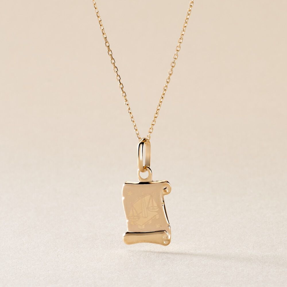 Pendentif Lamie Zodiaque Parchemin Or Jaune - Bijoux personnalis&eacute;s Famille | Marc Orian