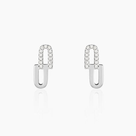 Boucles D'oreilles Puces Neema Argent Blanc Oxyde De Zirconium - Puces Femme | Marc Orian