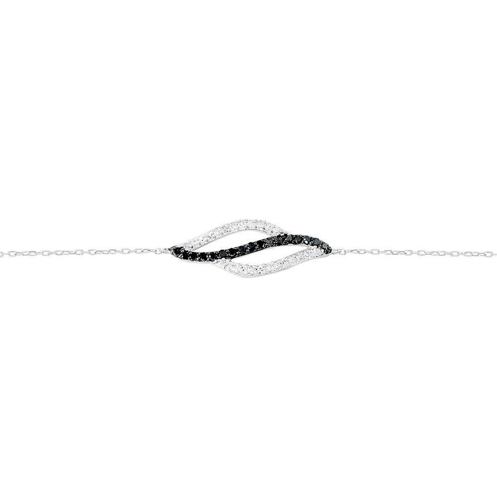Bracelet Courbes Or Blanc Diamant - Bracelets chaînes Femme | Marc Orian