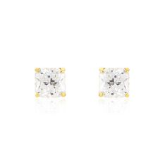 Boucles D'oreilles Puces Doreen Carre Or Jaune Oxyde De Zirconium - Clous d'oreilles Famille | Marc Orian