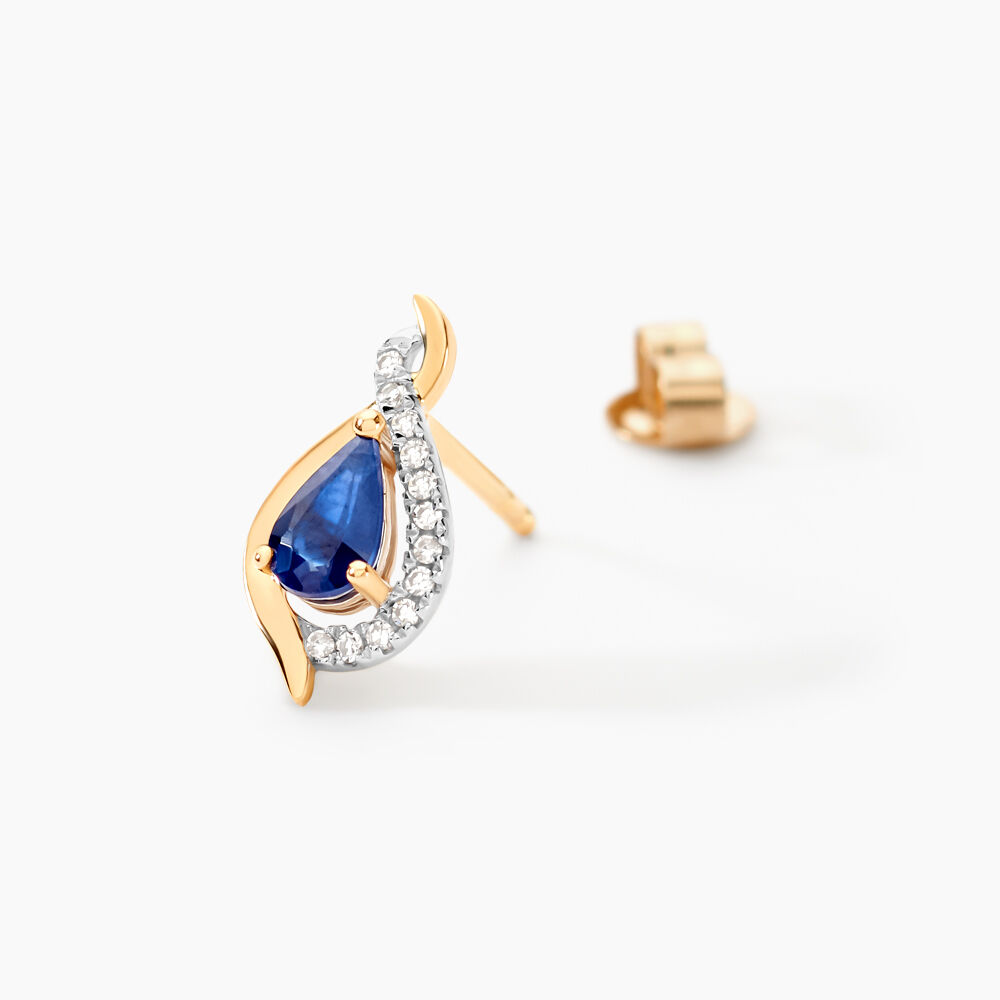 Boucles D'oreilles Puces Or Jaune Angelika Saphir - Puces Femme | Marc Orian