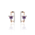 Boucles D'oreilles Puces Or Rose Amethyste Et Diamant - Puces Femme | Marc Orian