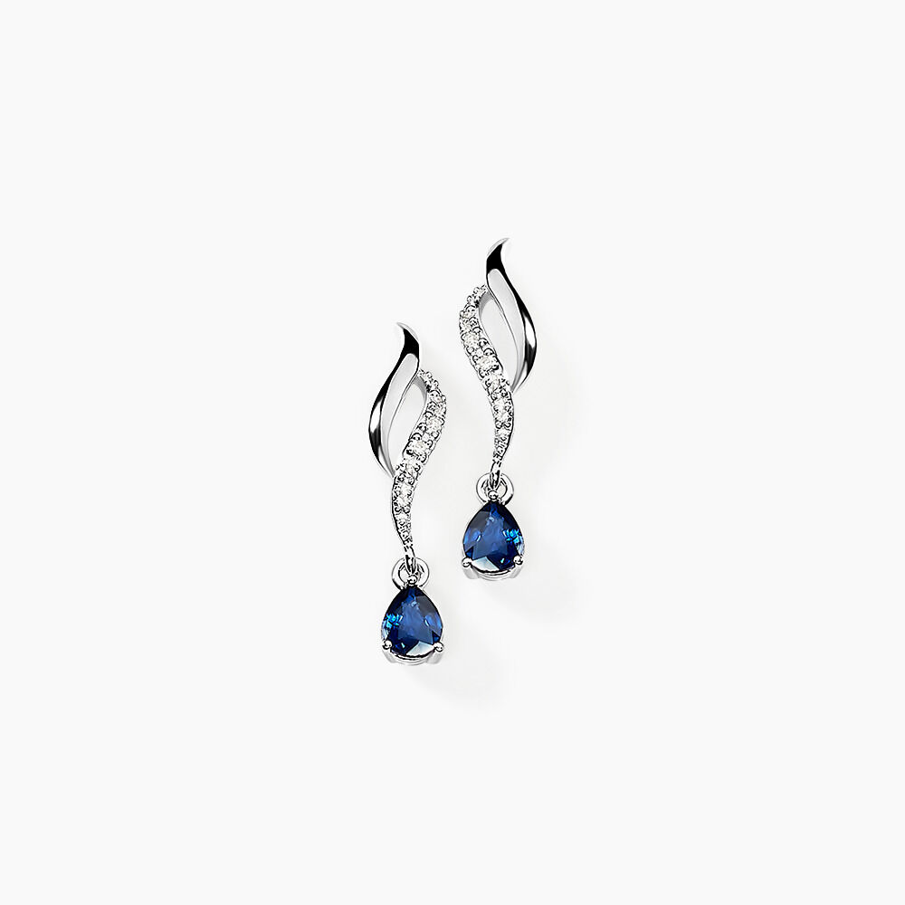 Boucles D'oreilles Puces Nolia Or Blanc Saphir Et Diamant -  Femme | Marc Orian