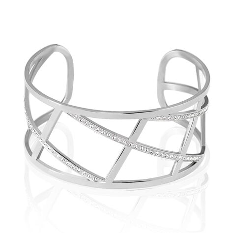 Bracelet Jonc Melodi Acier Blanc Strass - Bracelets joncs Femme | Marc Orian