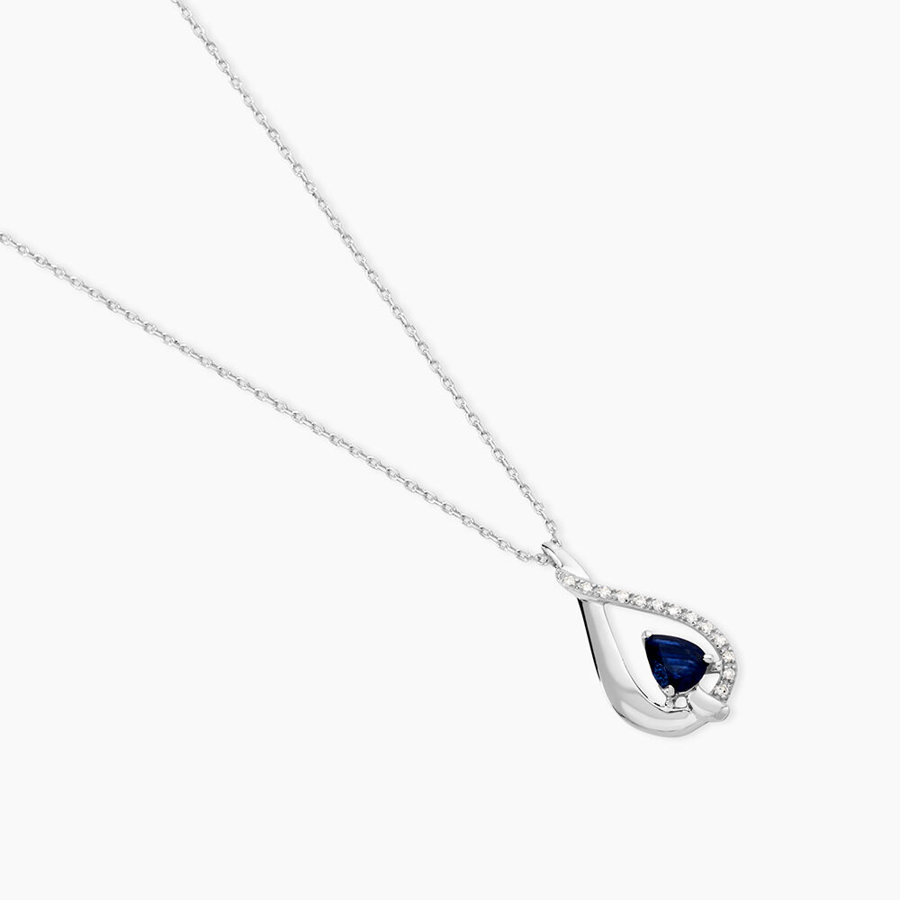Collier Boucla Or Blanc Saphir Et Diamant - Colliers avec pierres Femme | Marc Orian