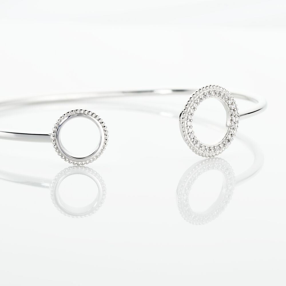 Bracelet Jonc Nathalia Argent Blanc Oxyde De Zirconium - Bracelets joncs Femme | Marc Orian