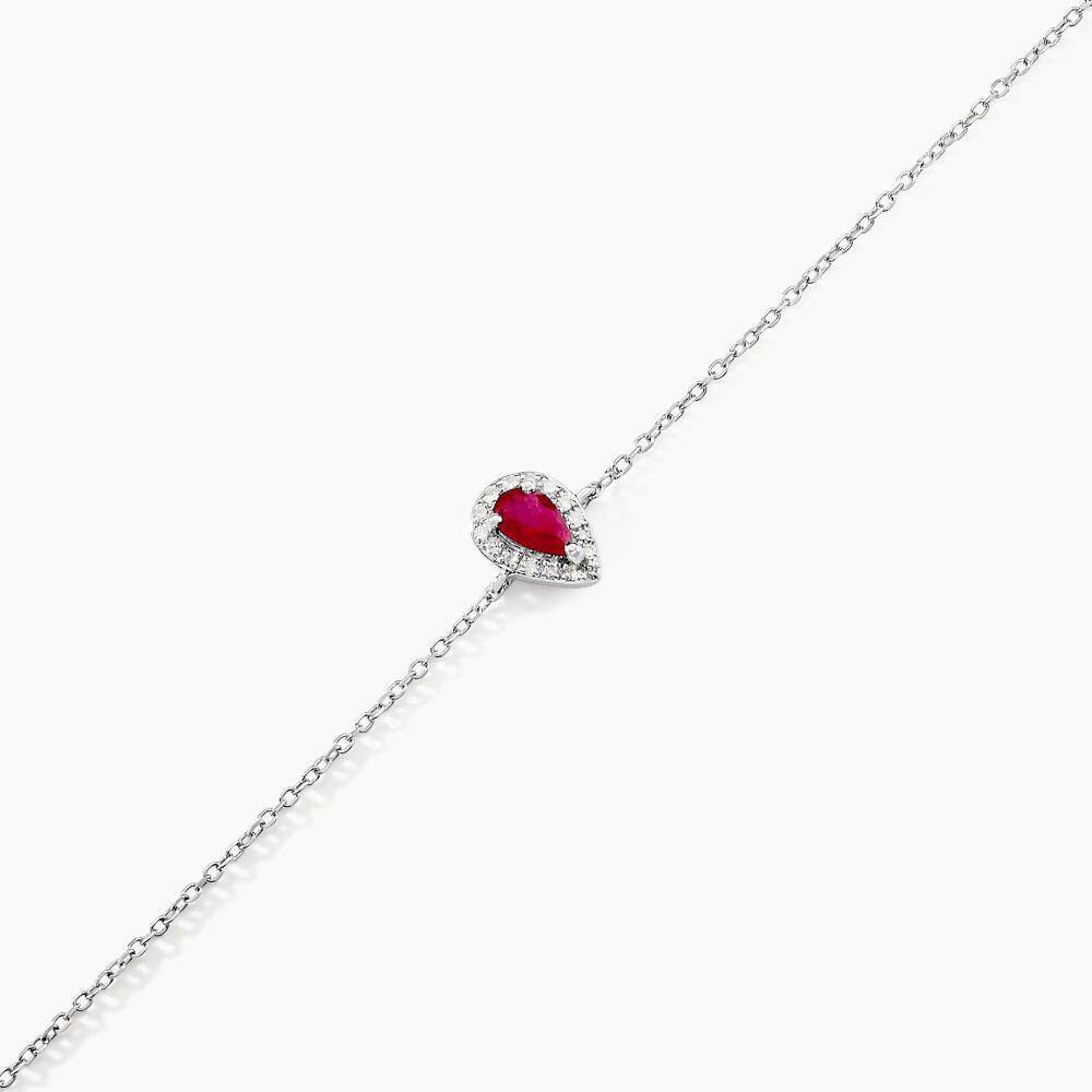 Bracelet Juliettina Or Blanc Rubis Et Diamant - Bracelets chaînes Femme | Marc Orian