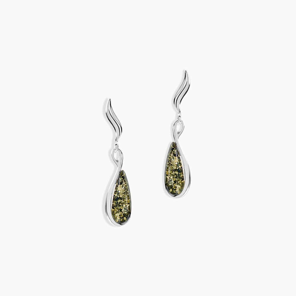 Boucles D'oreilles Pendantes Argent Blanc Odilon Ambre - Pendantes Femme | Marc Orian