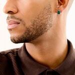 Boucles D'Oreilles Puces Leandre Argent Blanc Malachite - Puces Homme | Marc Orian