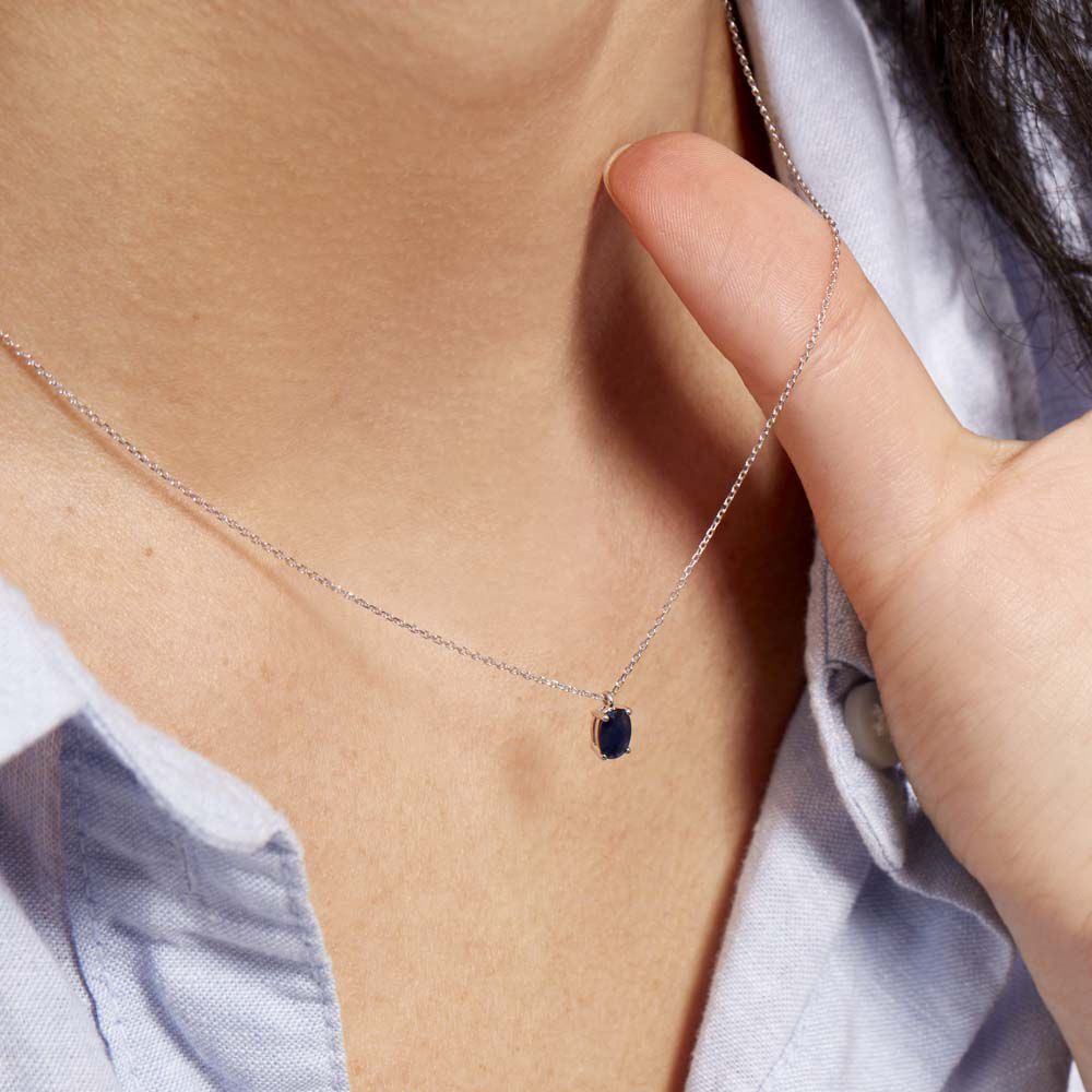 Collier Ovale Or Blanc Saphir - Colliers avec pierres Femme | Marc Orian