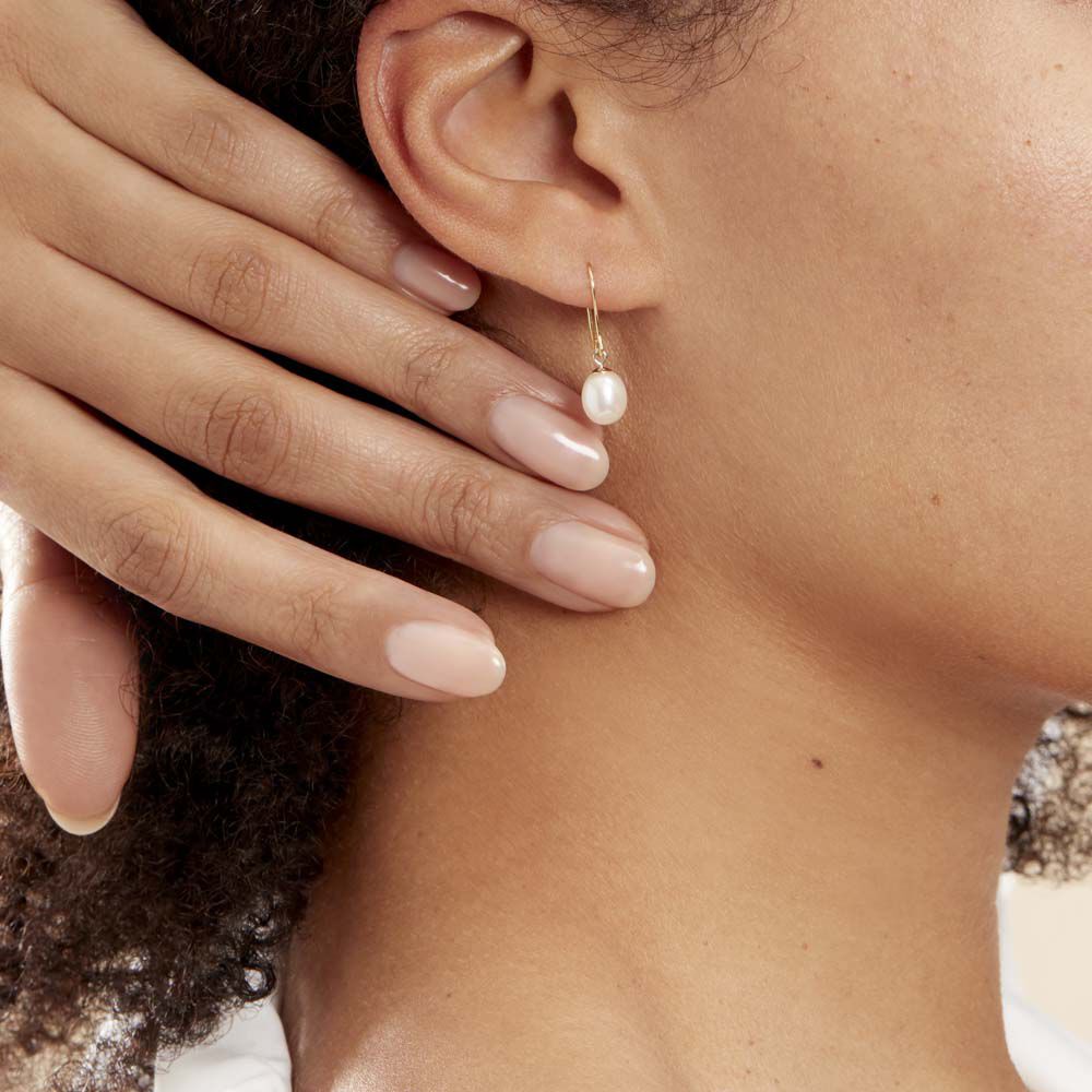 Boucles D'oreilles Pendantes Baroque Or Jaune Perle De Culture - Boucles d'oreilles mariage Femme | Marc Orian