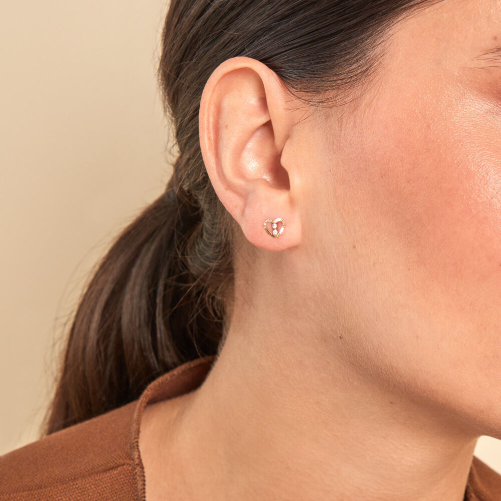Boucles D'oreilles Puces Daria Cœur 6 Or Jaune Oxyde - Puces Femme | Marc Orian