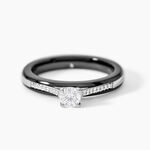 Bague Solitaire Ceramique Argent Blanc C&eacute;ramique Et Oxyde De Zirconium - Bagues de promesse Femme | Marc Orian
