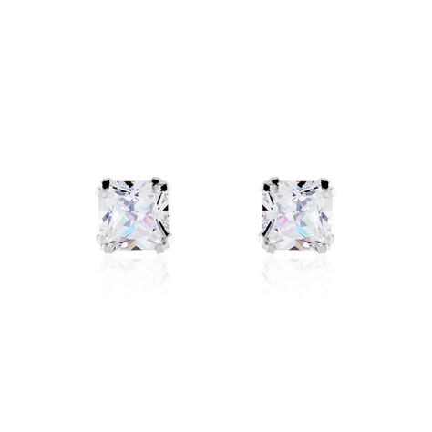 Boucles D'oreilles Puces Or Blanc Doreen Oxydes De Zirconium - Clous d'oreilles Famille | Marc Orian