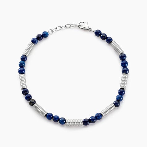 Bracelet Olek Acier Blanc Lapis Lazuli - Bracelets chaînes Homme | Marc Orian