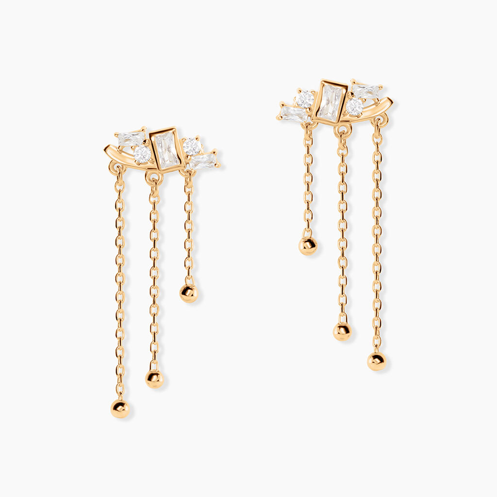 Boucles D'Oreilles Pendantes Sya Plaqu&eacute; Or Jaune Oxyde De Zirconium - Pendantes Femme | Marc Orian