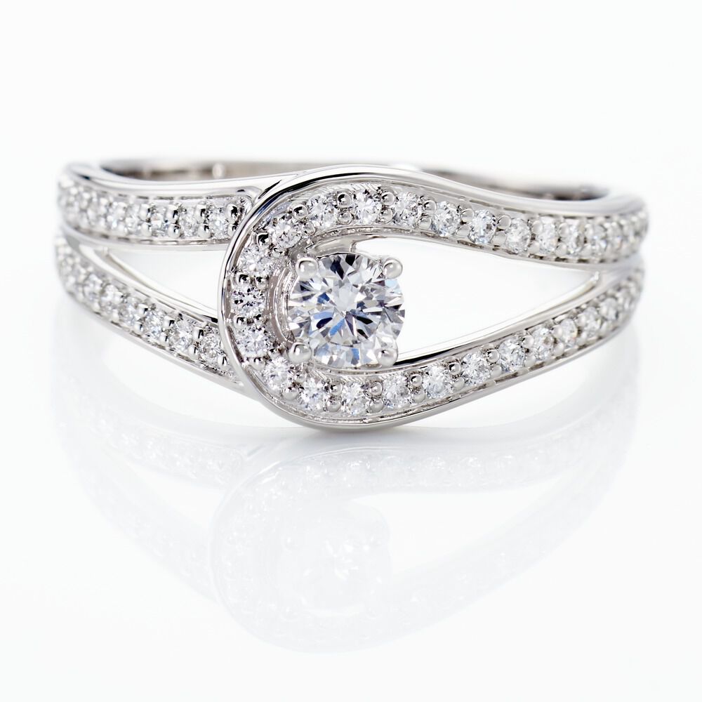 Bague Or Blanc Alease Diamants Synth&eacute;tiques - Solitaires Femme | Marc Orian