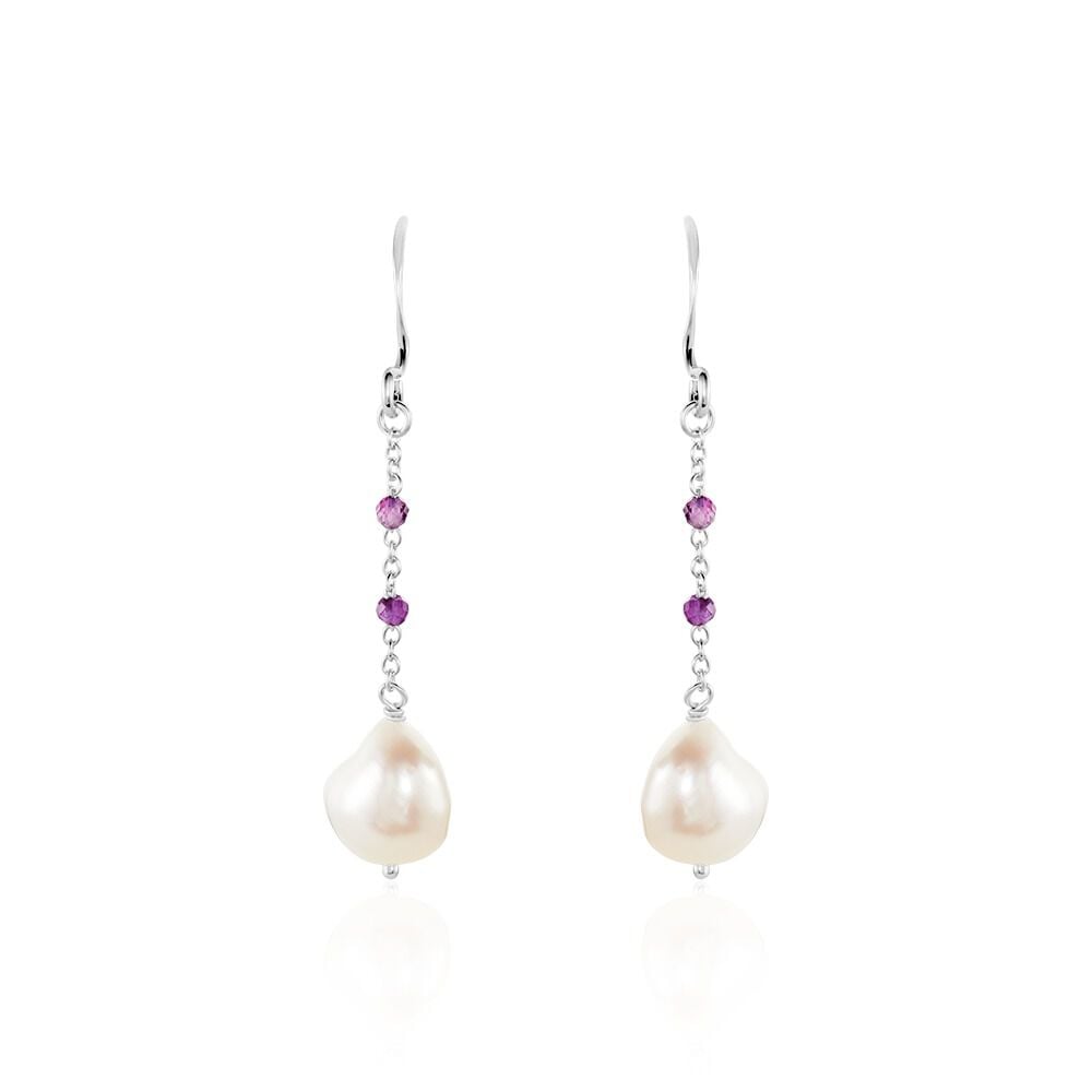 Boucles D'oreilles Pendantes Kerri Argent Blanc Perle De Culture - Pendantes Femme | Marc Orian