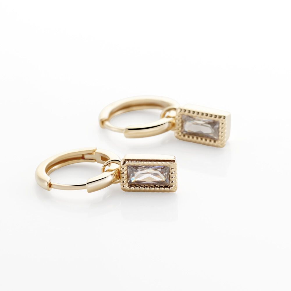 Creoles Plaqu&eacute; Or Regan Oxydes De Zirconium - Puces Femme | Marc Orian