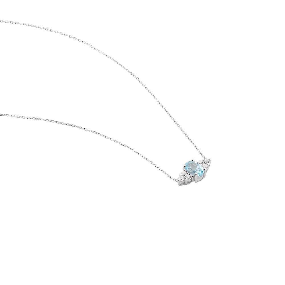 Collier Diapre Or Blanc Topaze Oxyde De Zirconium - Colliers avec pierres Femme | Marc Orian