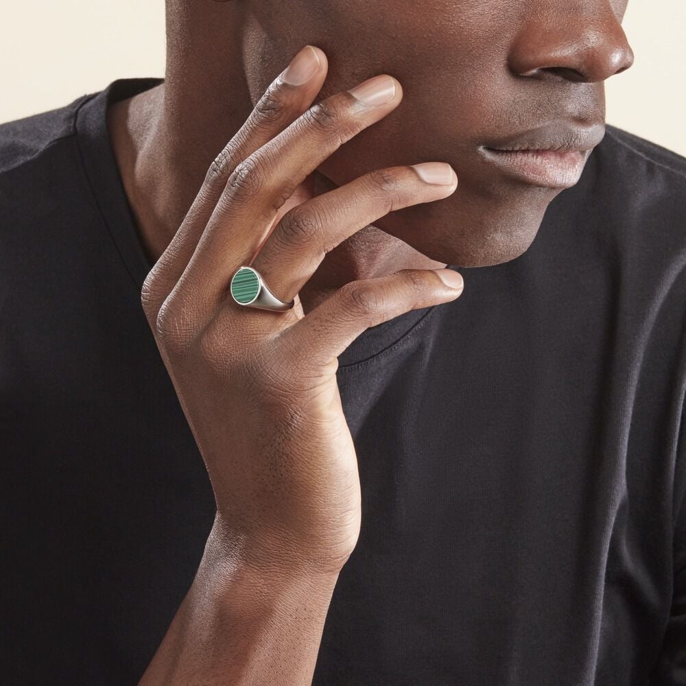 Chevali&egrave;re Argent Blanc Aileas Malachite - Chevali&egrave;res Homme | Marc Orian