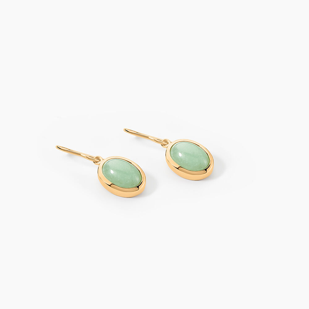 Boucles D'oreilles Pendantes Veina Plaqu&eacute; Or Jaune Aventurine - Pendantes Femme | Marc Orian