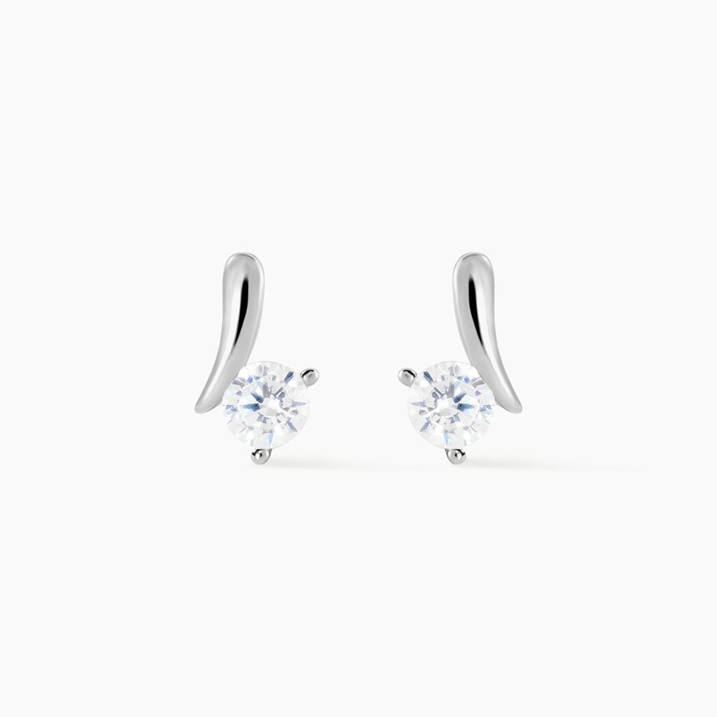 Boucles D'oreilles Pendantes April Argent Blanc Oxyde De Zirconium - Puces Femme | Marc Orian