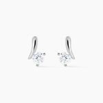 Boucles D'oreilles Pendantes April Argent Blanc Oxyde De Zirconium - Puces Femme | Marc Orian