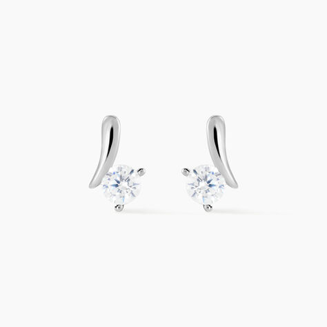 Boucles D'oreilles Pendantes April Argent Blanc Oxyde De Zirconium - Puces Femme | Marc Orian