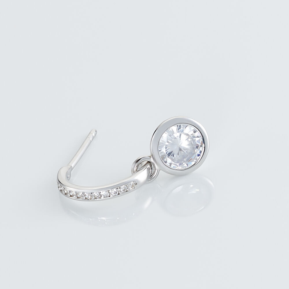 Cr&eacute;ole Unitaire Ancelin Rondes Argent Blanc Oxyde De Zirconium - Piercings d'oreilles Femme | Marc Orian