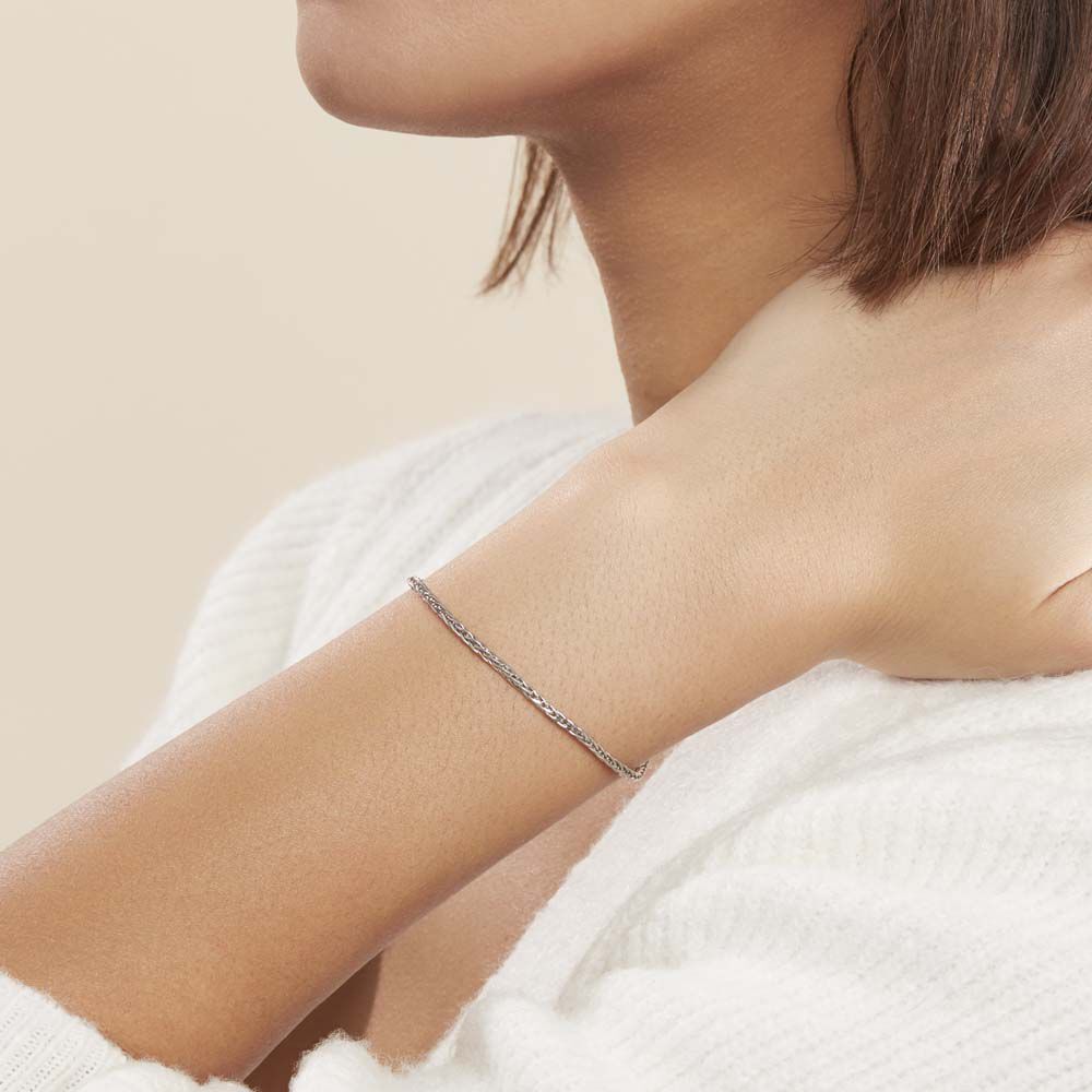 Bracelet Sherihane Maille Palmier Argent Blanc - Bracelets mailles Femme | Marc Orian