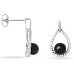 Boucles D'oreilles Pendantes Nerea Argent Blanc C&eacute;ramique Et Oxyde - Pendantes Femme | Marc Orian
