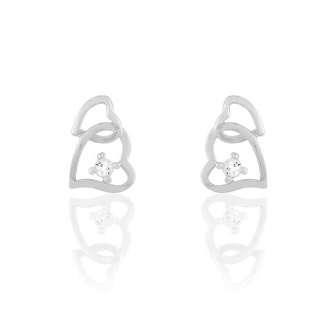 Boucles D'oreilles Puces Roma Argent Blanc Oxyde De Zirconium - Puces Femme | Marc Orian