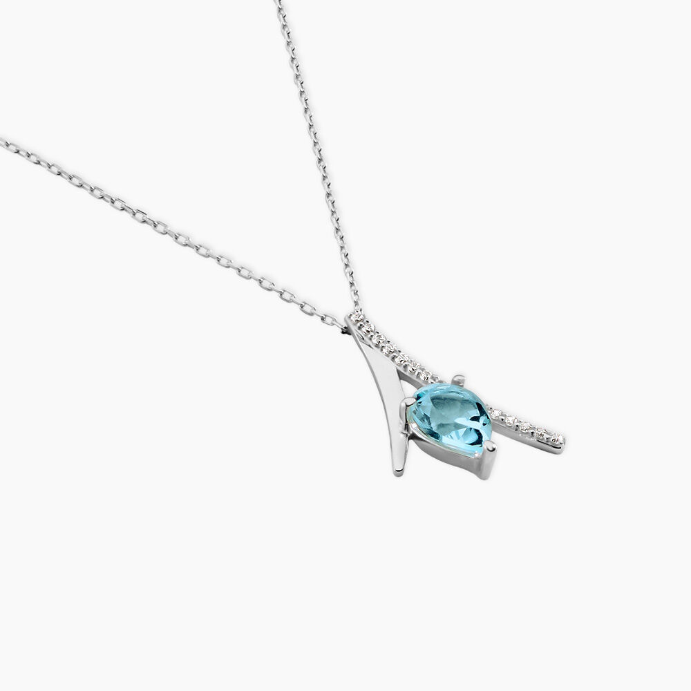 Collier Electa Or Blanc Topaze Et Oxyde De Zirconium - Colliers avec pierres Femme | Marc Orian