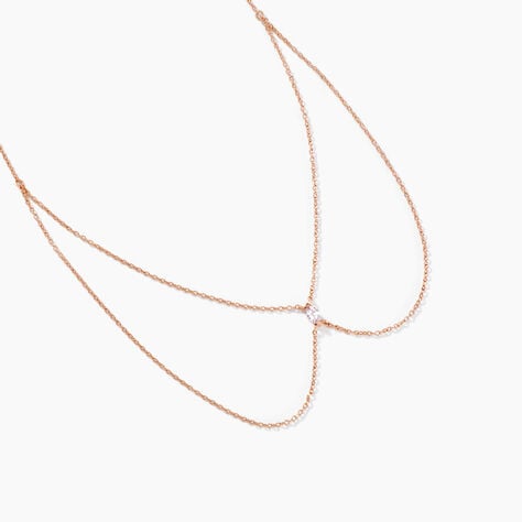 Collier Navette Argent Rose Oxyde De Zirconium - Colliers avec pierres Femme | Marc Orian