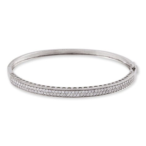 Bracelet Jonc Cl&eacute;lya Argent Blanc Oxyde De Zirconium - Bracelets joncs Femme | Marc Orian