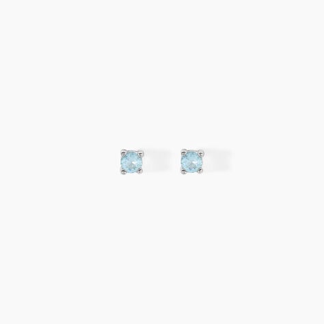 Boucles D'oreilles Puces Tehora Argent Blanc Verre - Puces Femme | Marc Orian