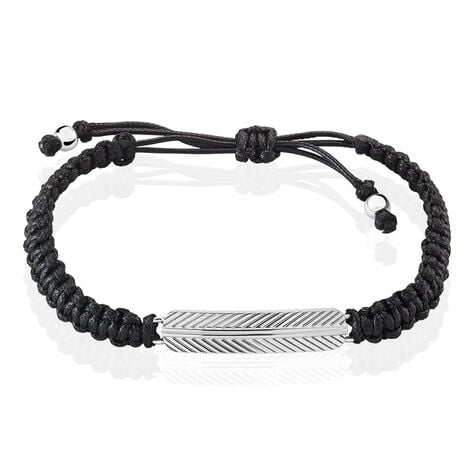 Bracelet Phebus Him Acier Blanc Cordon Noir - Bracelets cordons Homme | Marc Orian