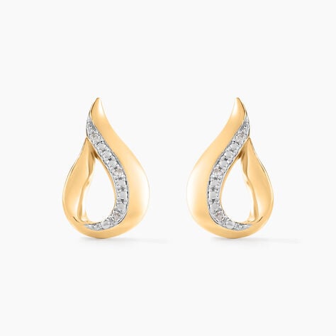 Boucles D'oreilles Puces Goccie Or Jaune Diamant - Puces Femme | Marc Orian
