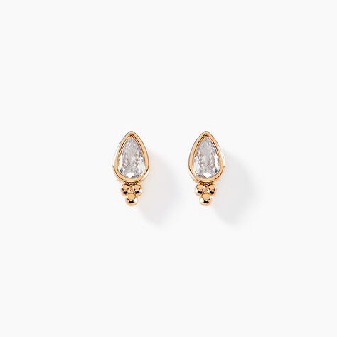 Boucles D'oreilles Puces Marika Plaqué Or Doré Oxyde De Zirconium - Puces Femme | Marc Orian