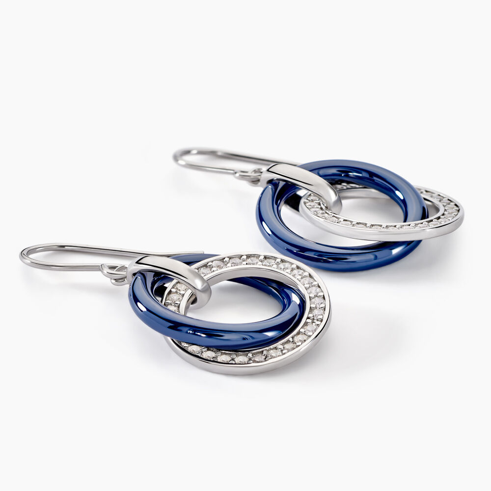 Boucles D'oreilles Pendantes Grizzel Argent Blanc C&eacute;ramique Oxyde - Pendantes Femme | Marc Orian