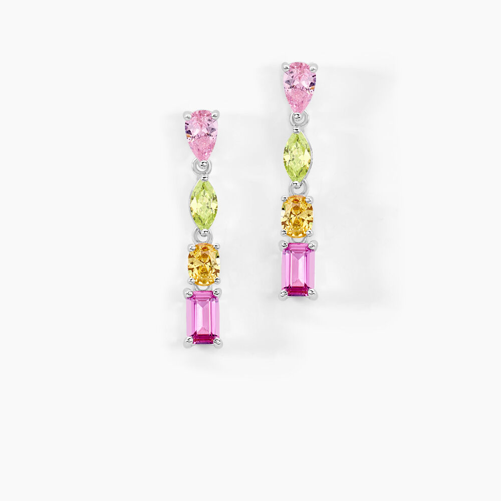 Boucles D'oreilles Pendantes Evasion Argent Blanc Oxyde Pierre - Pendantes Femme | Marc Orian