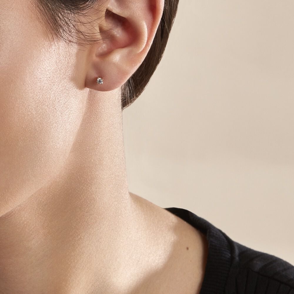 Boucles D'oreilles Puces Or Jaune Victoria Diamants - Puces Femme | Marc Orian