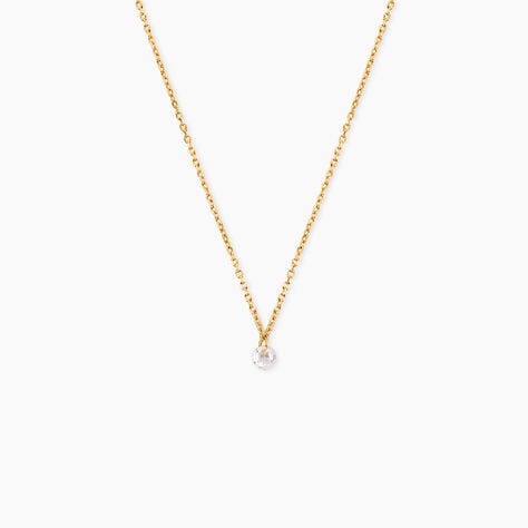Collier Emilee Argent Dor&eacute; A L'Or 750/1000 Oxyde De Zirconium - Colliers avec pierres Enfant | Marc Orian