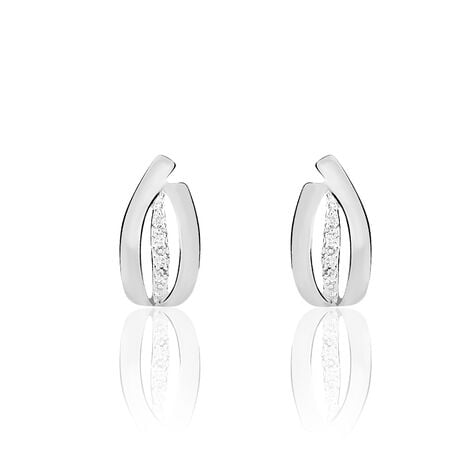 Boucles D'oreilles Puces Aelis Or Blanc Diamant - Puces Femme | Marc Orian