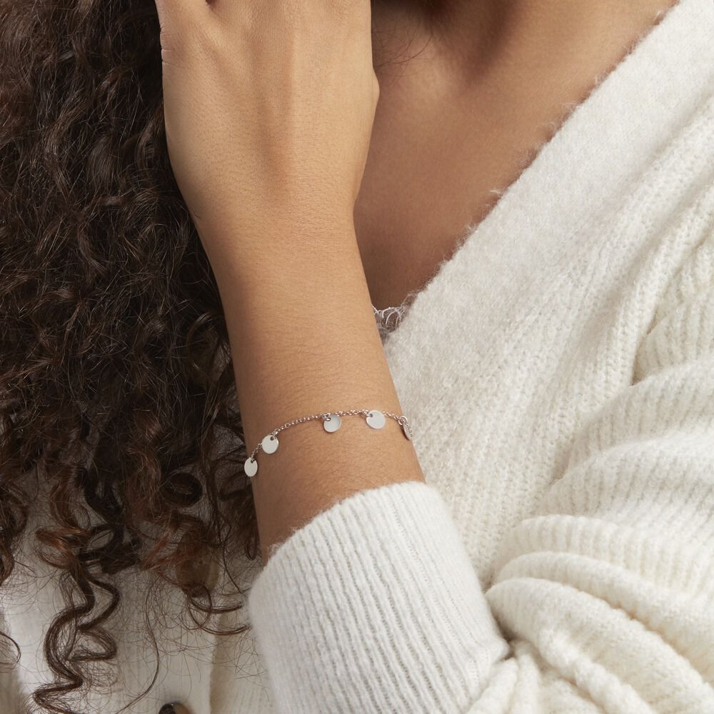 Bracelet Ragavi Argent Blanc - Bracelets Médailles Femme | Marc Orian
